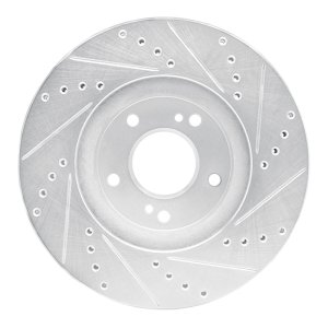 Infiniti Q45 Brake Rotor (1) - Front Left - R1 Concepts - Drilled & Slotted - Silver - `97-`01